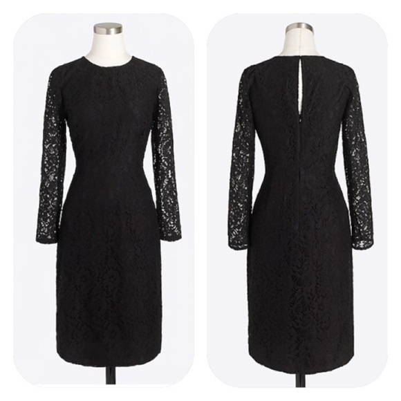 J Crew Black Lace Dress Long Sleeves - Picture 1 of 8